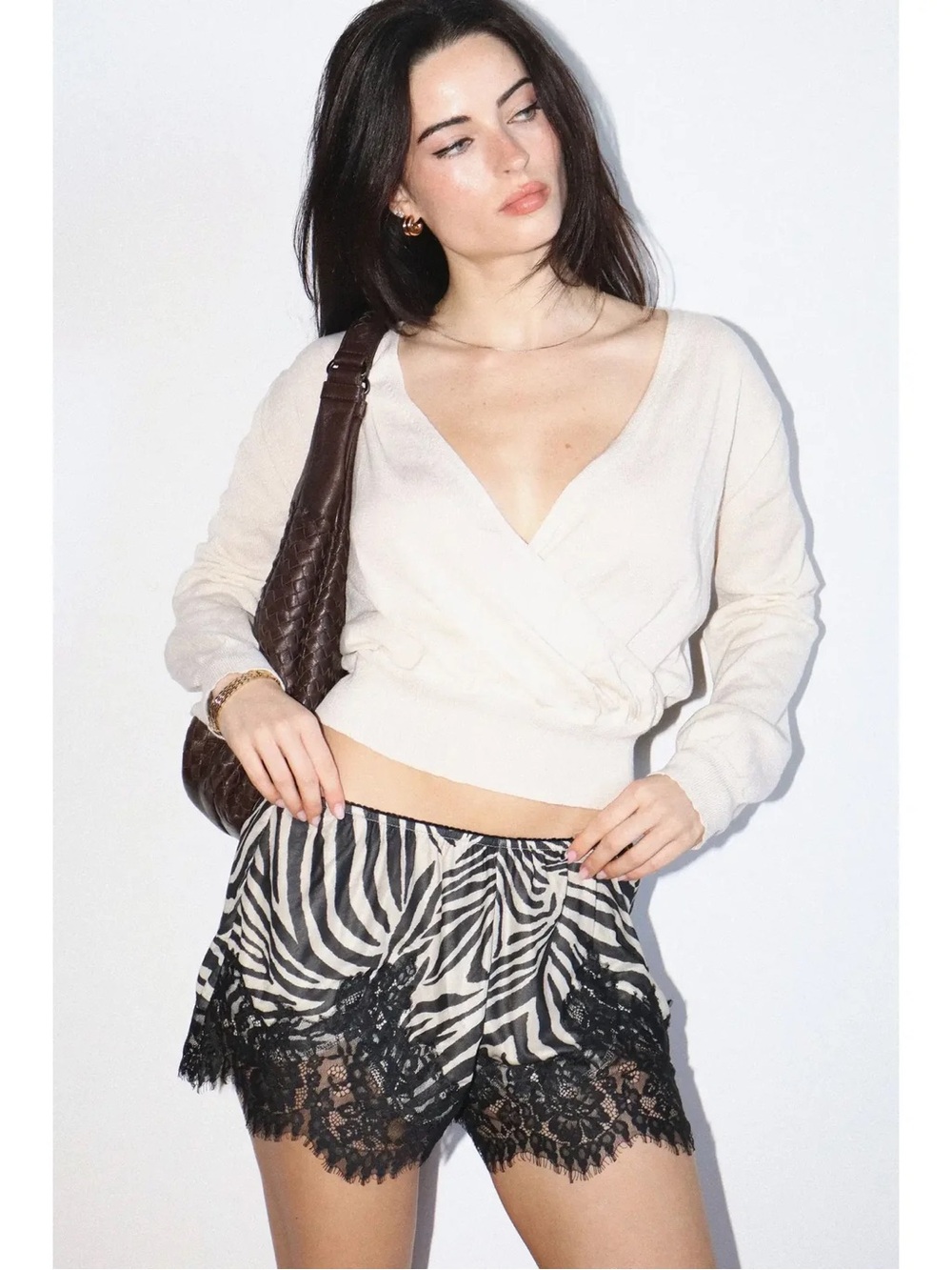 Shopbop Bailey Rose Zebra Lace Shorts Black - Picture 2 of 4